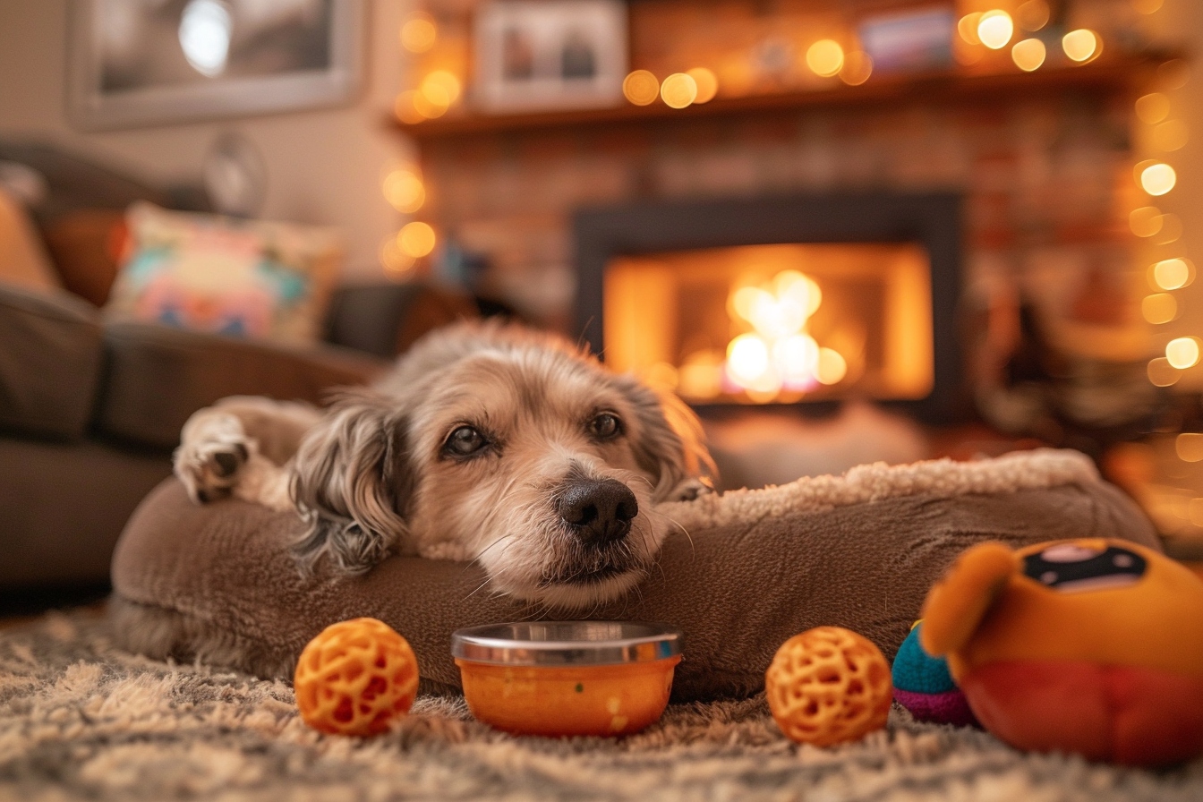 Chien senior détendu dans sa nouvelle maison à Meaux après un déménagement réussi