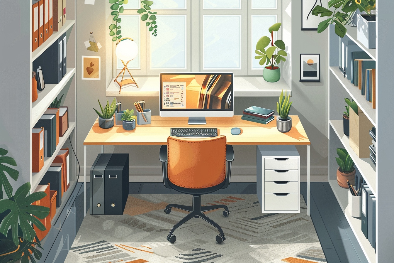 Aménagement d'un coin bureau fonctionnel et stylé dans un petit appartement à Meaux.